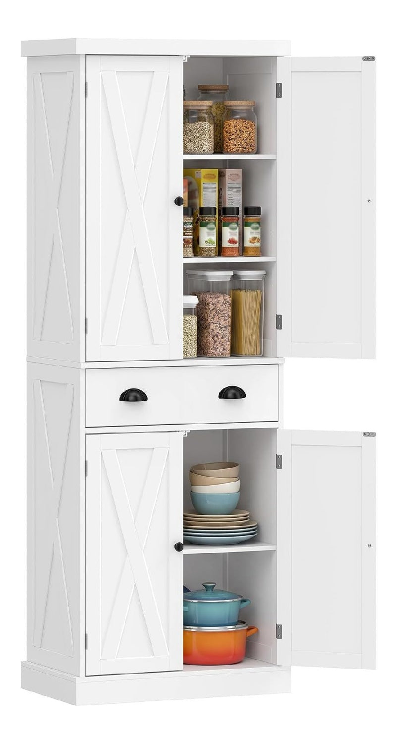 Buffets, credences et vaisseliers reglable avec tiroirs blanc 38 x 62 x 173 centim