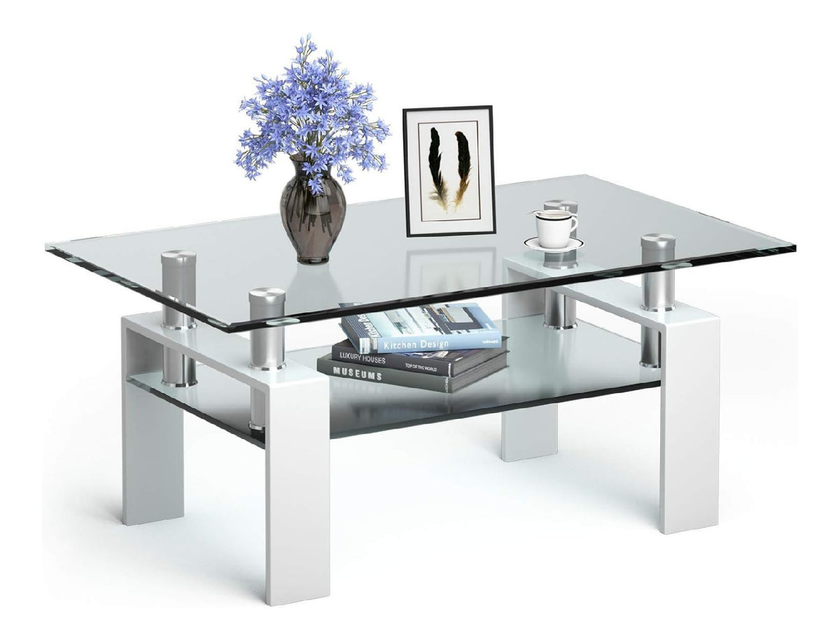 Table basse avec rangement ferme blanc