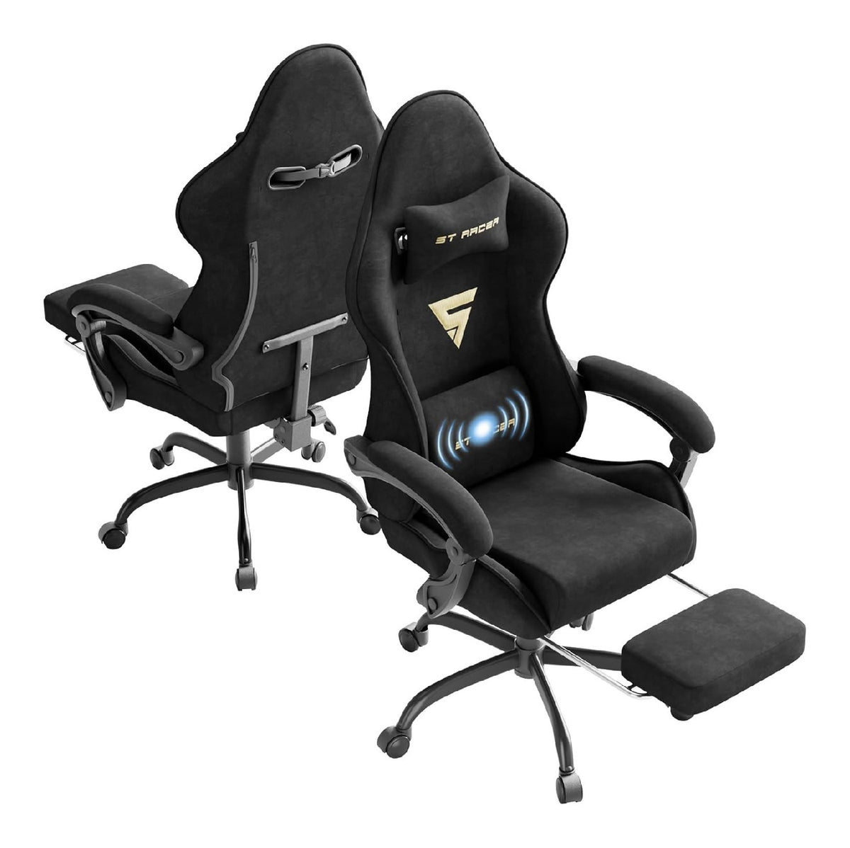 Chaise confortable reglable avec rangement ferme noir sur roulettes