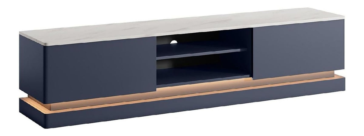 Banc TV avec tiroirs avec rangement ferme blanc 190 x 40 x 44 centim