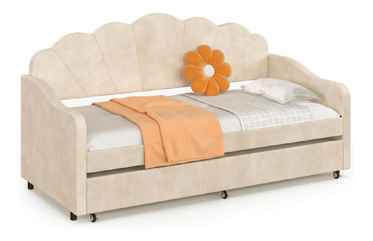 Lits revetement velours beige