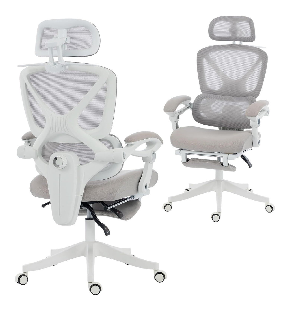 Chaise confortable reglable avec rangement ferme gris 70 x 71 x 129 centim