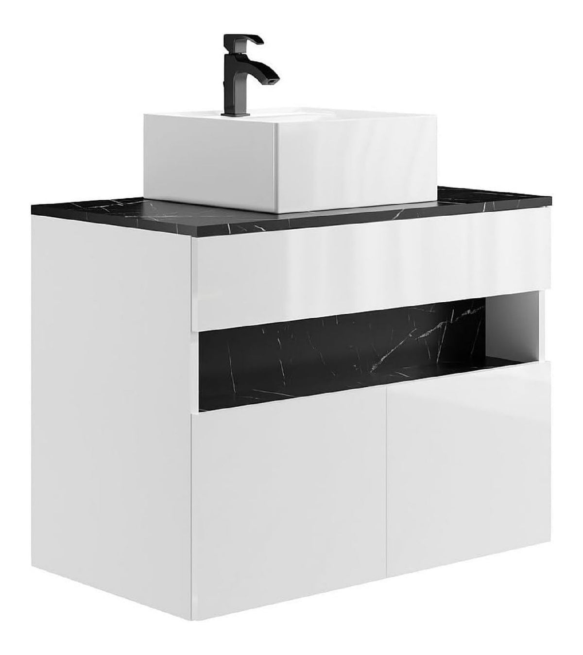 Meubles suspendus avec rangement ferme finition bois noir 80 x 46 x 60 centim