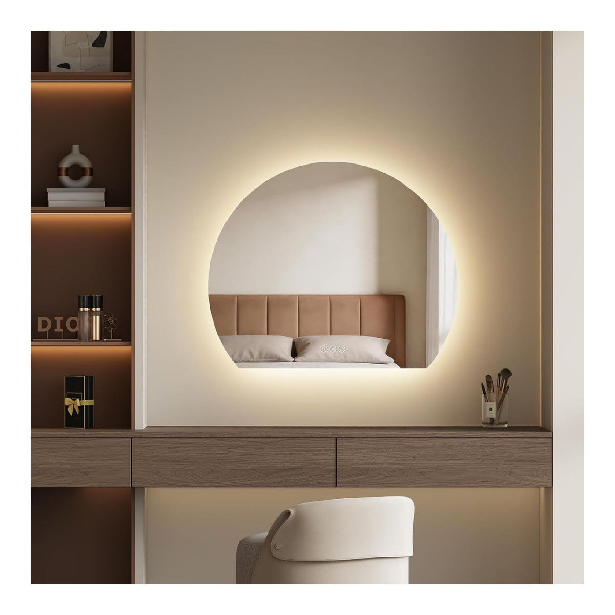 Miroirs cosmetiques muraux avec rangement ferme blanc