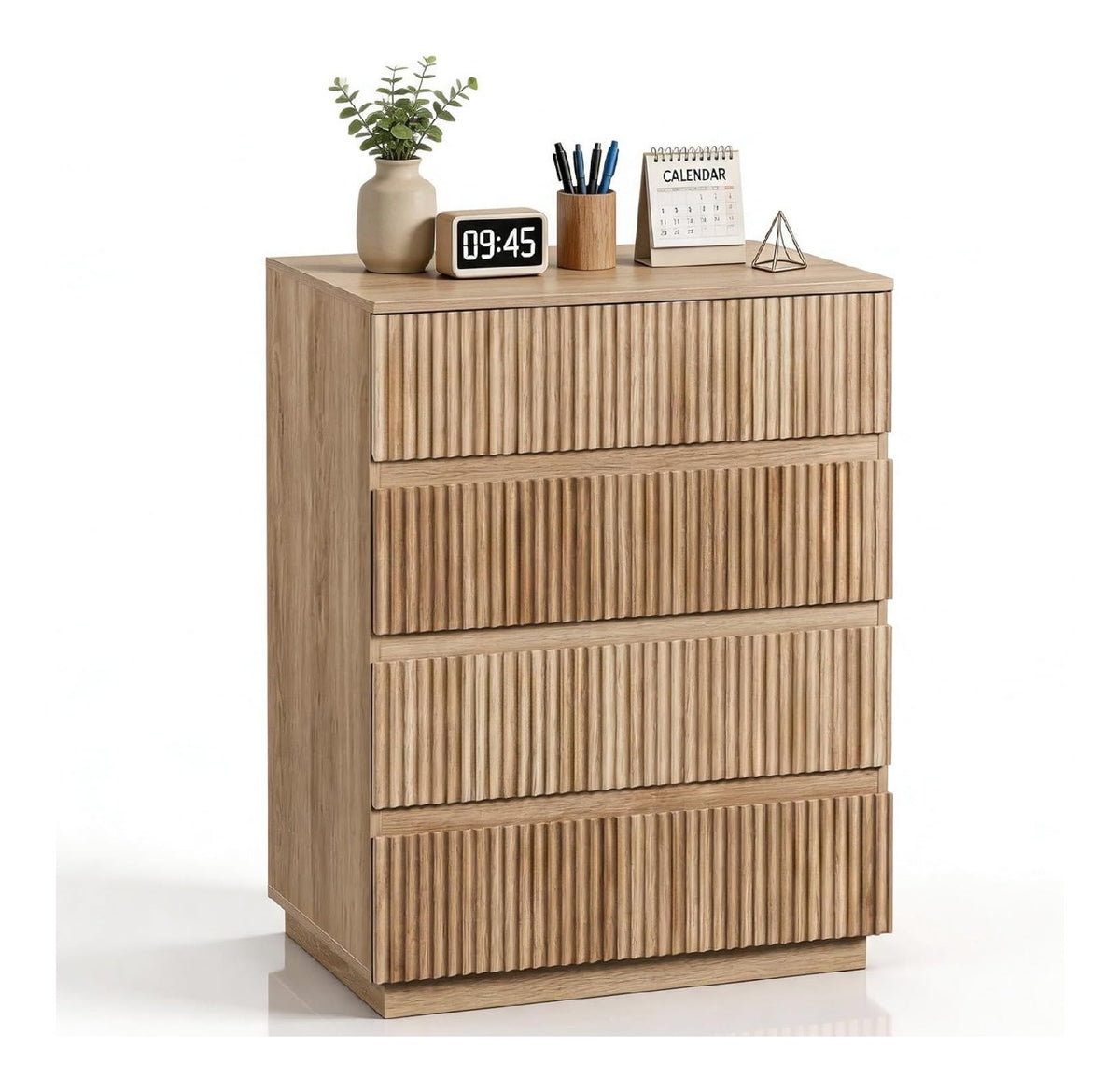 Commode de rangement avec tiroirs structure metal chene