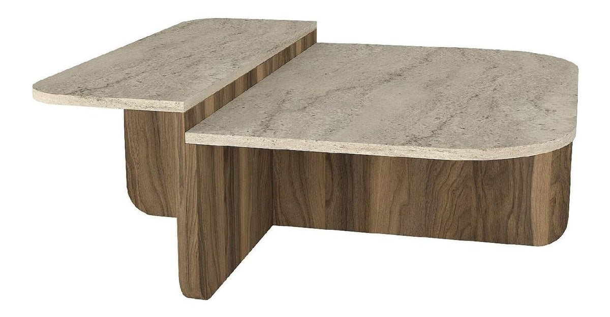 Table basse avec rangement ferme finition bois beige 90 x 89 x 33,2 centim