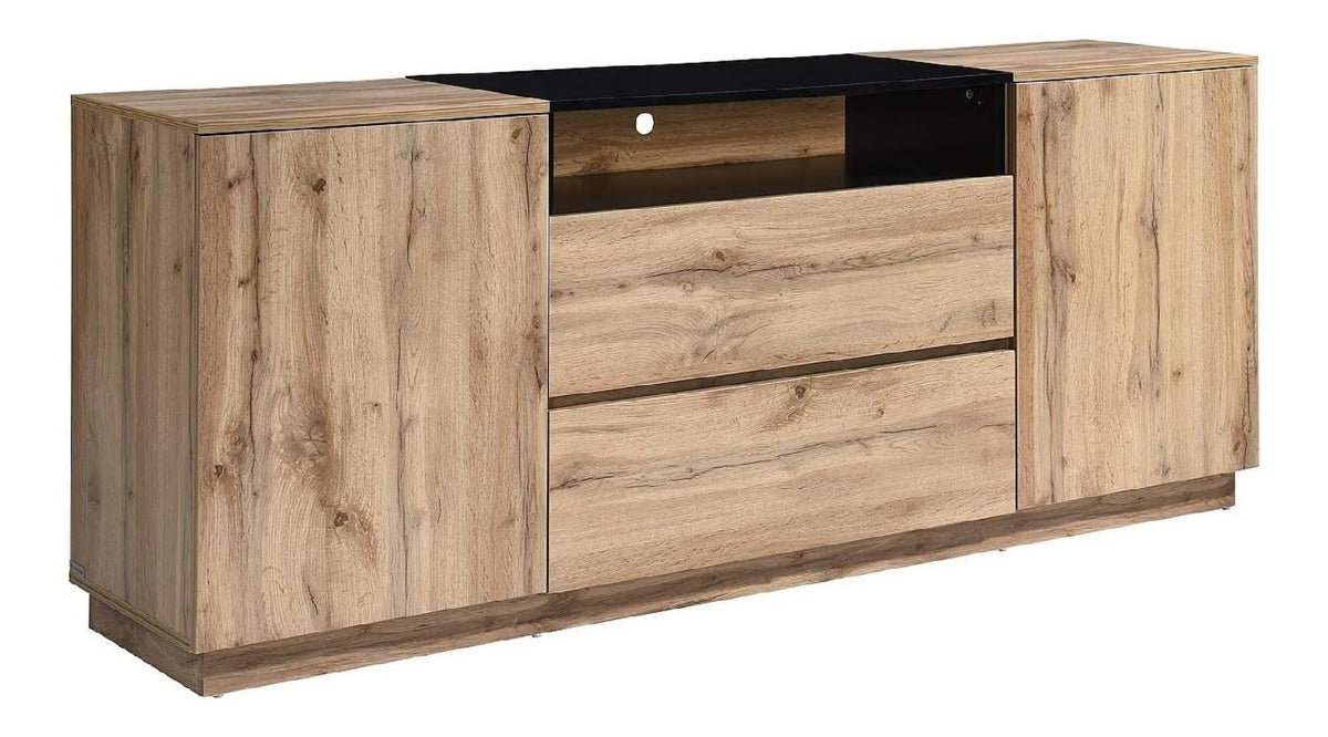 Buffets, credences et vaisseliers avec tiroirs avec rangement ferme noir 180 x 40 x 75 centim