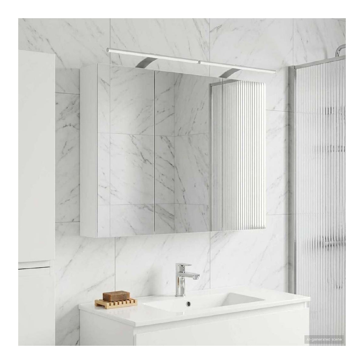 Armoires avec miroir finition bois blanc