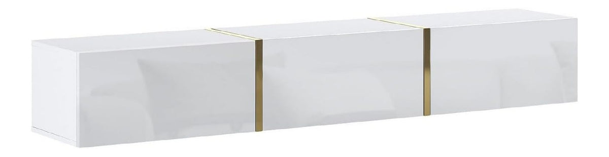 Banc TV avec rangement ferme finition bois blanc 179,9 x 34,6 x 27,7 centim