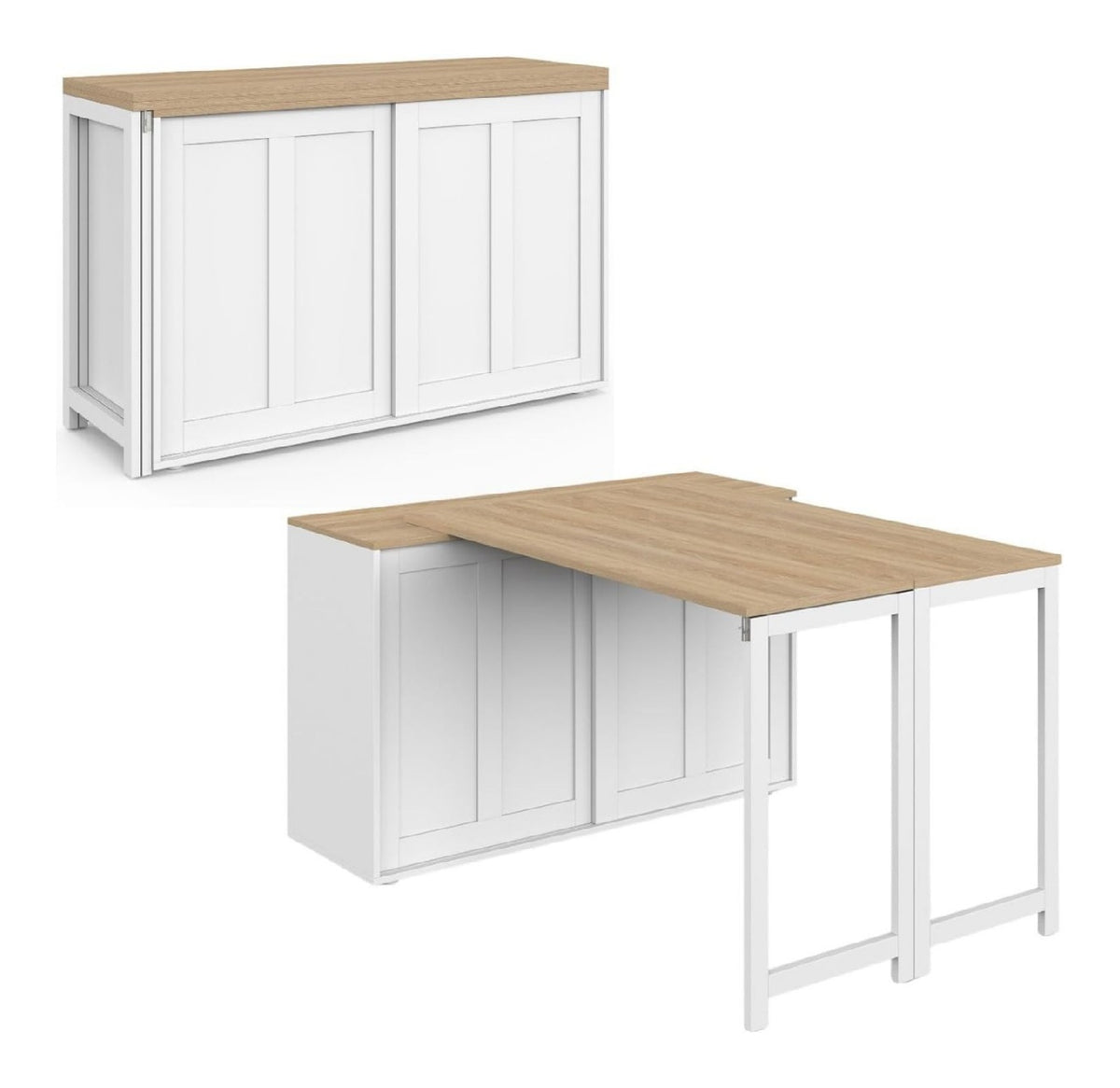 Buffets, credences et vaisseliers avec rangement ferme pliable blanc