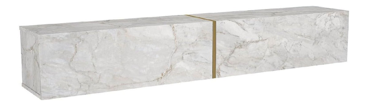 Banc TV avec rangement ferme finition bois blanc 181,8 x 31,7 x 30 centim