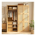 Armoire de rangement avec tiroirs avec rangement ferme naturel 90x47x200cm