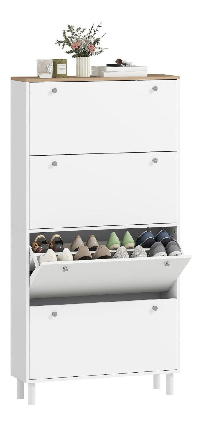 Armoires a chaussures reglable avec tiroirs blanc 23,5 x 80 x 157 centim