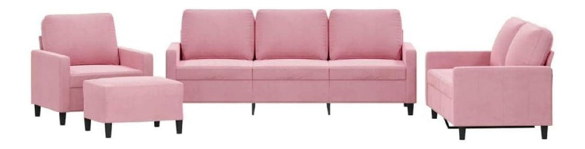 Ensembles de canapes structure metal revetement velours rose