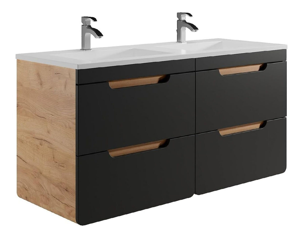 Meubles suspendus avec tiroirs avec rangement ferme naturel 120 x 46 x 59 centim