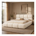 Lits avec rangement ferme revetement boucle blanc 2,05 x 1,83 x 1,03 m