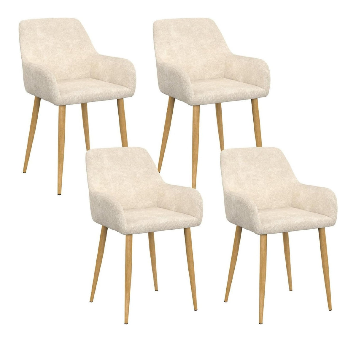 Chaise confortable finition bois structure metal beige 55x56x78