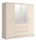 Armoire de rangement avec tiroirs avec rangement ferme beige