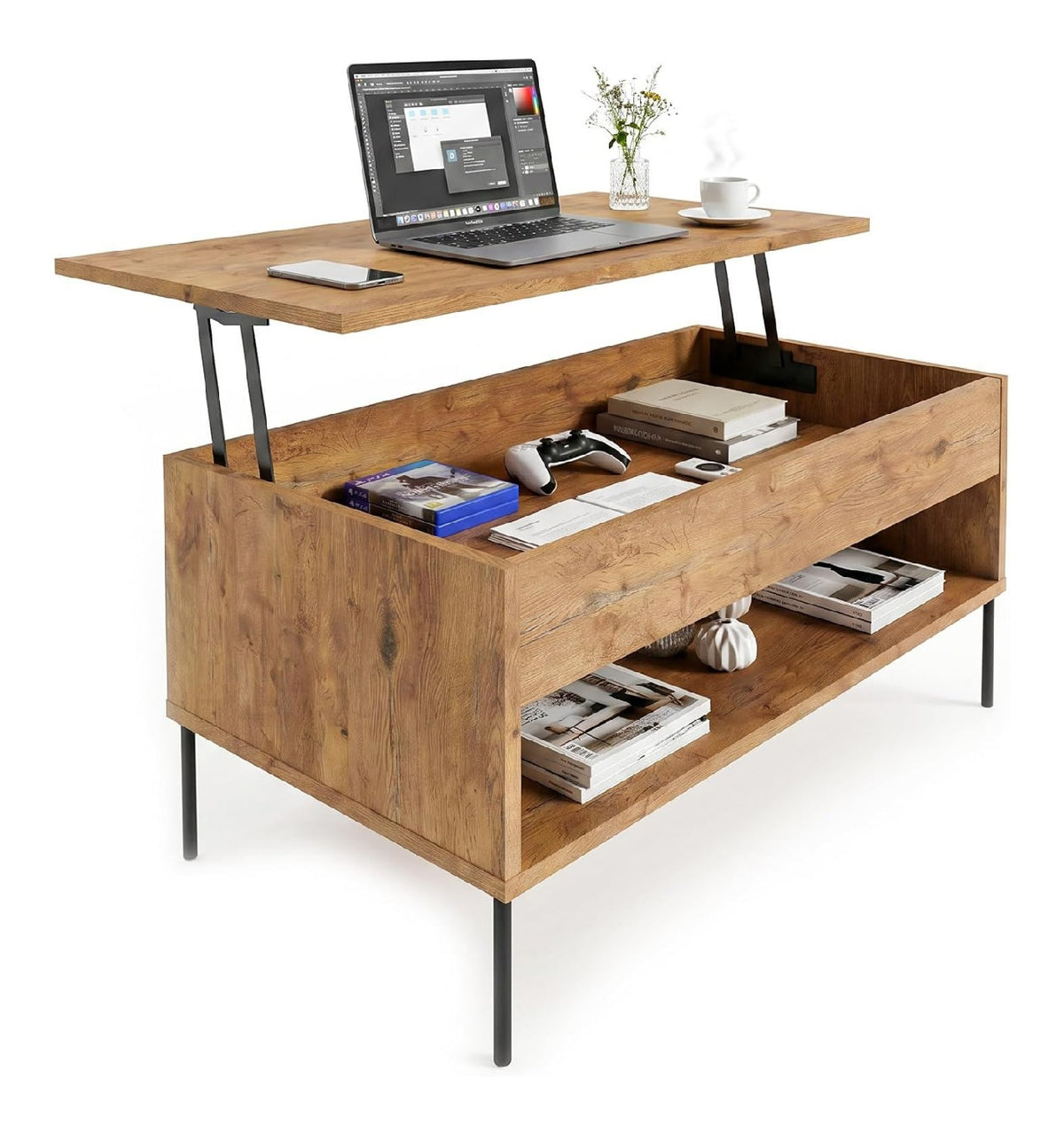 Tables gigognes avec rangement ferme structure metal noir