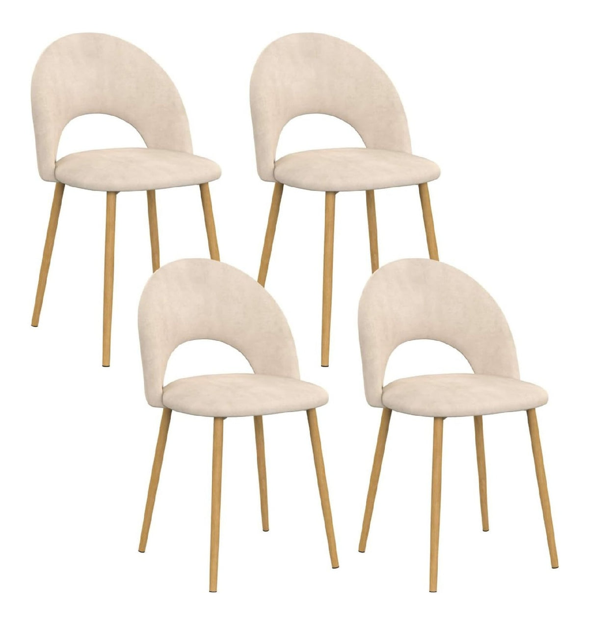 Chaise confortable finition bois structure metal beige