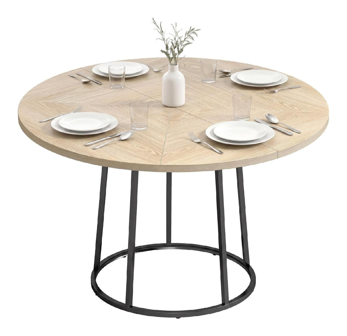 Tables finition bois structure metal naturel 120 x 120 x 75 cm