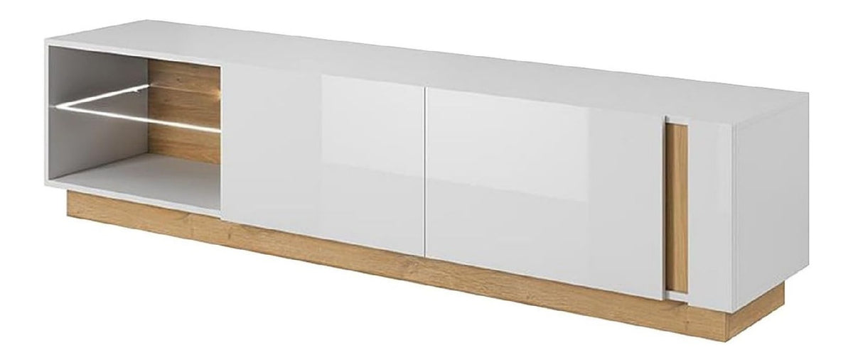 Banc TV avec rangement ferme finition bois chene 187,5 x 40 x 45,5 centim