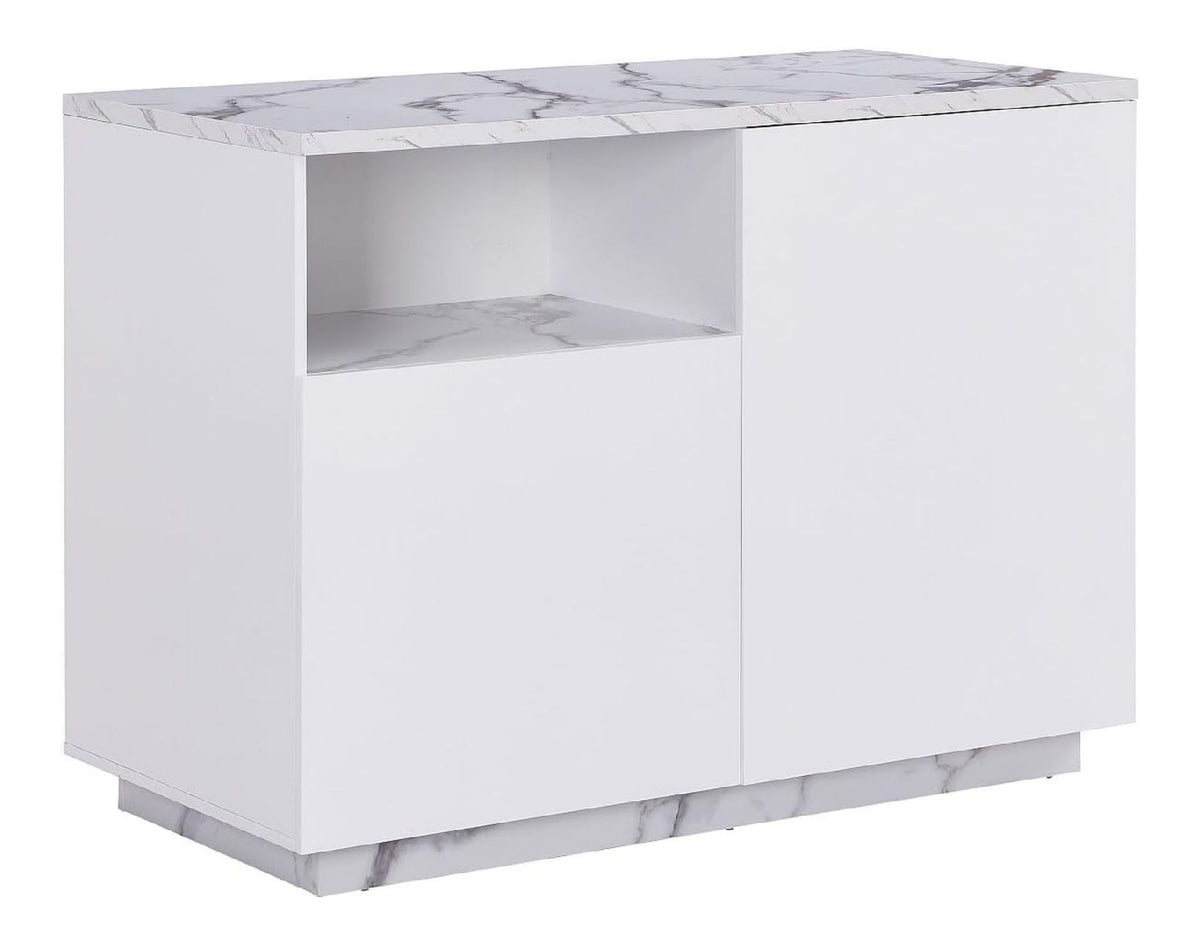 Rangements sur pied avec rangement ferme finition bois blanc