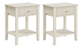 Table de chevet avec tiroirs avec rangement ferme beige 48 x 35 x 61,5 centim