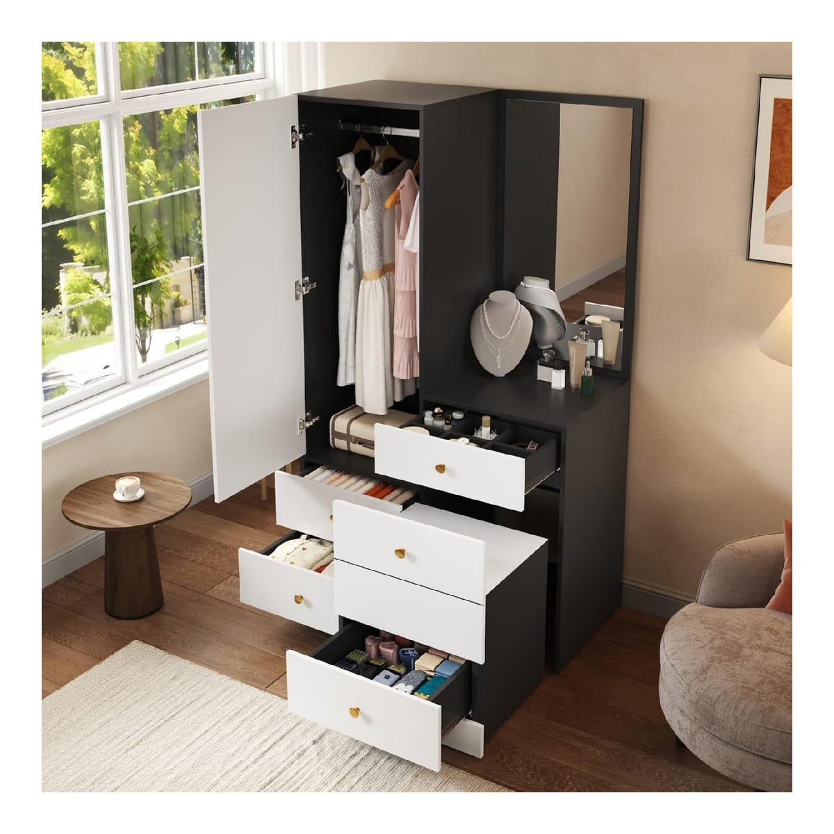 Armoire de rangement avec tiroirs noir