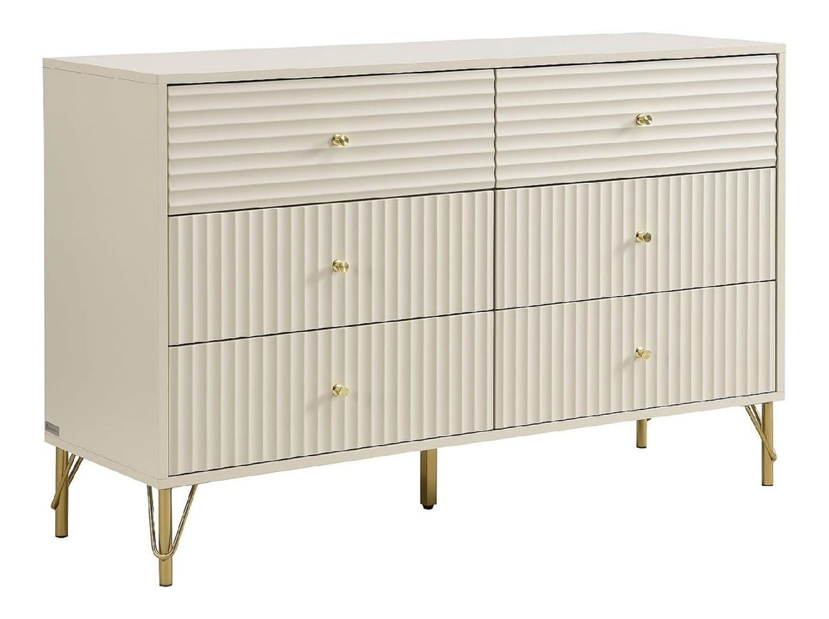 Commode de rangement avec tiroirs avec rangement ferme beige 120 x 40 x 78 centim