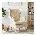 Fauteuil confortable finition bois structure metal creme