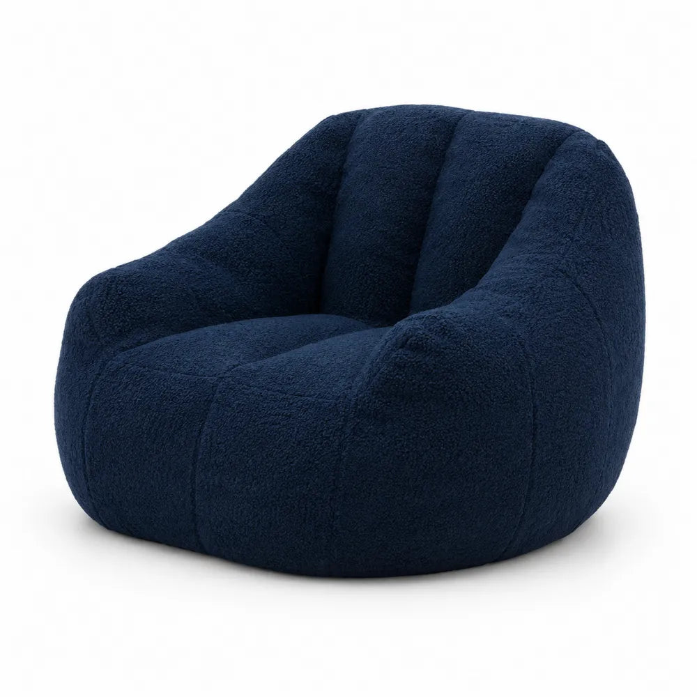 Fauteuil en Tissu Bouclette Bleu Marine 80x90x85 cm