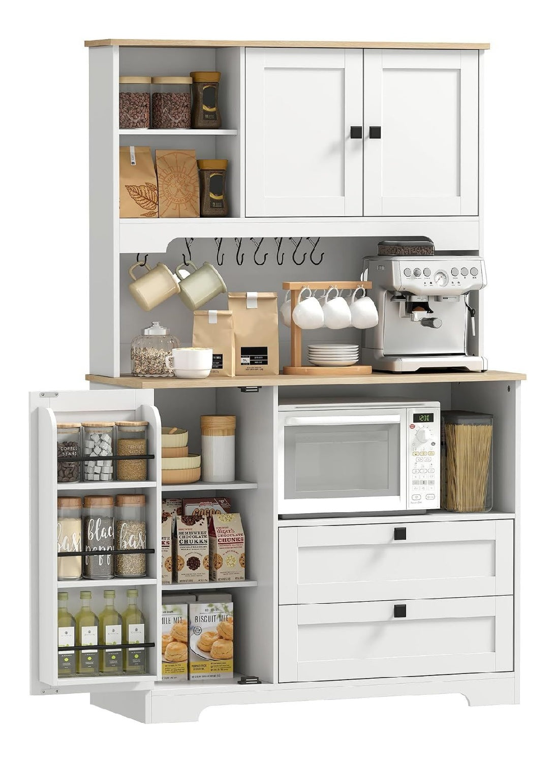 Buffets, credences et vaisseliers reglable avec tiroirs blanc 100 x 40 x 162 cm