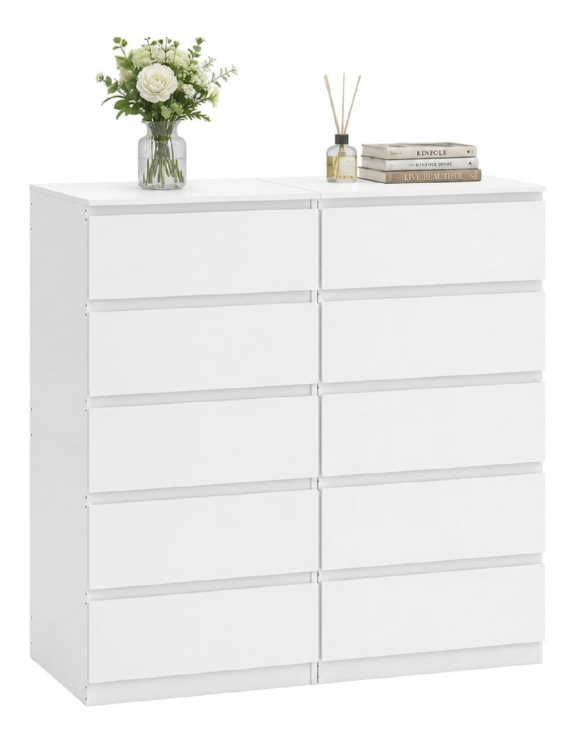 Commode de rangement avec tiroirs avec rangement ferme blanc 60 x 40 x 121 cm
