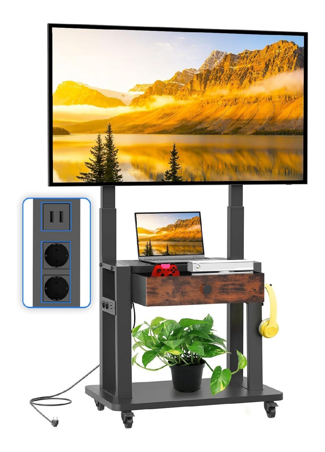 Supports sur pied reglable avec tiroirs noir