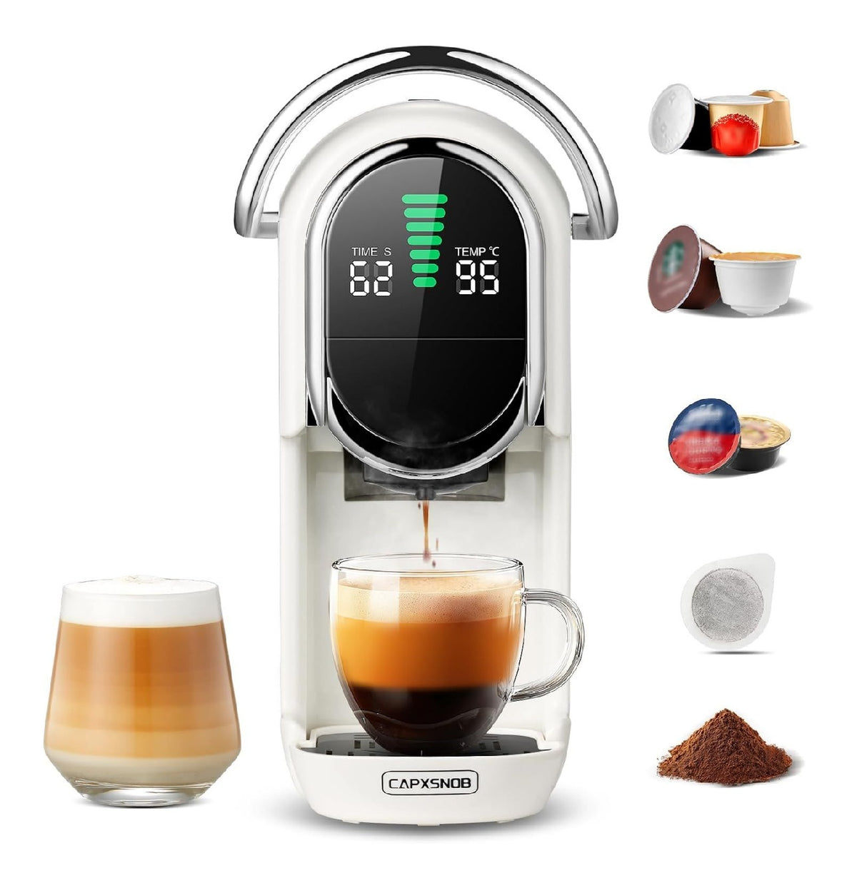 Cafetieres a dosettes compact reglable blanc