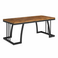 Bureau Rectangulaire en Bois et M¨¦tal avec Plateau en Ch¨ºne