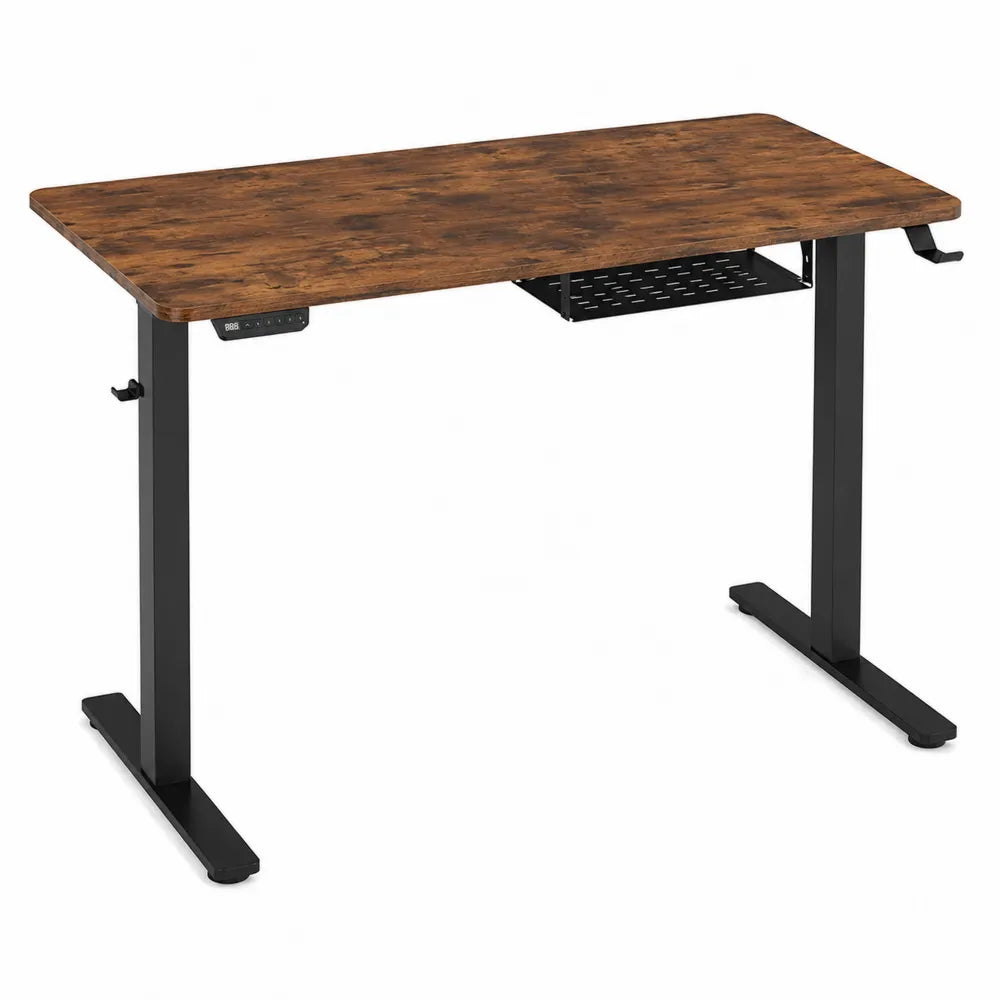 Bureau r¨¦glable en hauteur en MDF et m¨¦tal 120x60 cm Marron/Noir