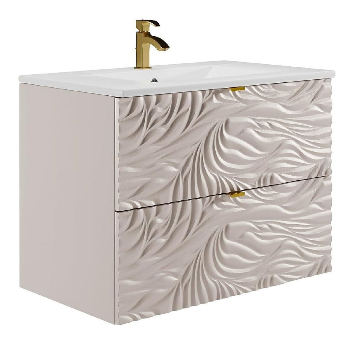 Meubles suspendus avec tiroirs avec rangement ferme beige 80 x 46 x 60 cm