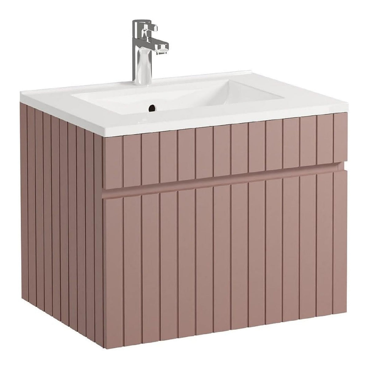 Meubles suspendus avec tiroirs finition bois rose