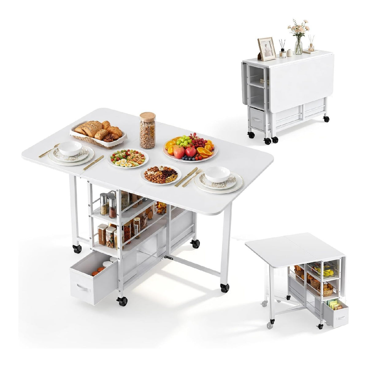 Tables avec tiroirs avec rangement ferme blanc