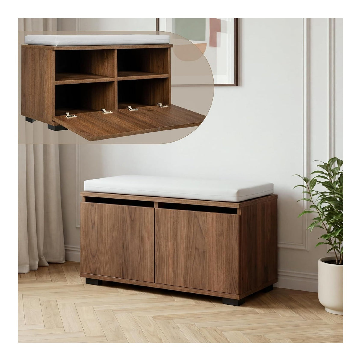 Bancs de rangement avec rangement ferme gris clair