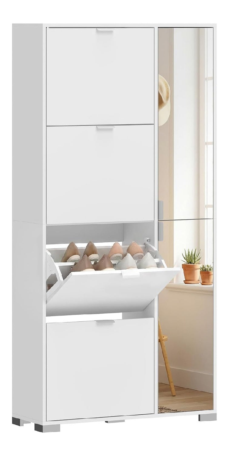 Armoires a chaussures reglable avec tiroirs blanc 30 x 82 x 168 centim