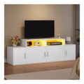 Banc TV reglable avec rangement ferme blanc