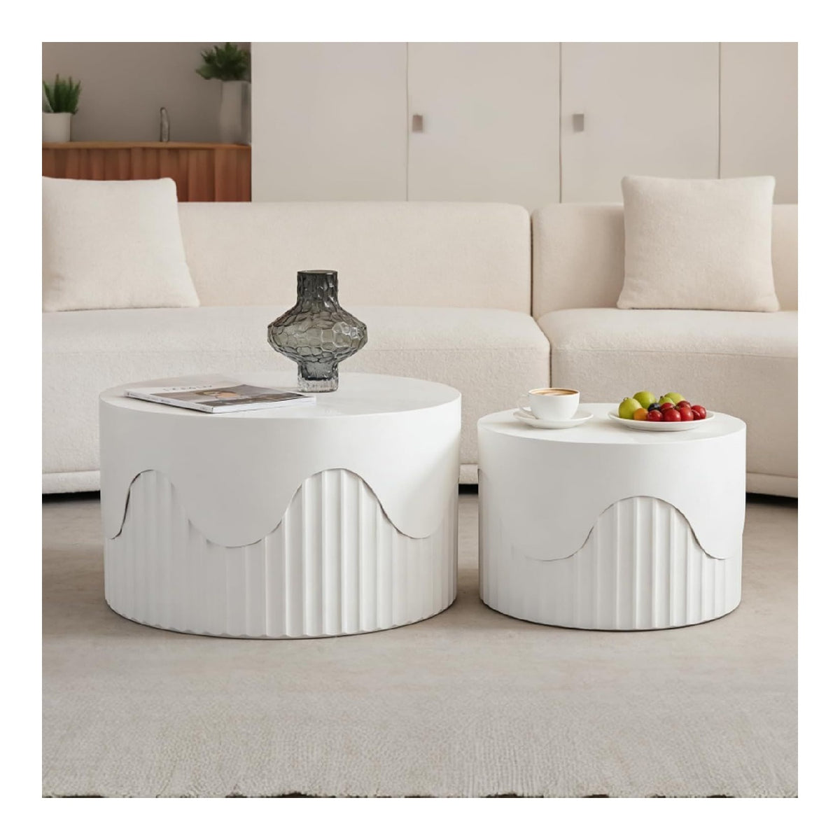 Tables gigognes avec rangement ferme finition bois blanc