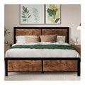 Cadres de lit avec rangement ferme finition bois marron