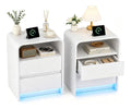 Table de chevet reglable avec tiroirs blanc