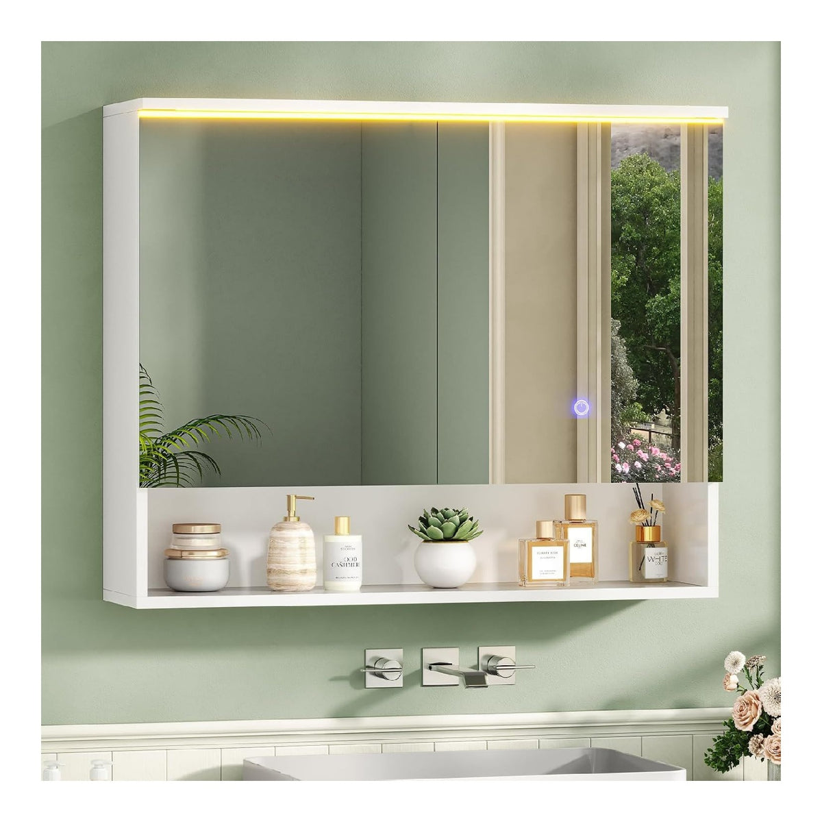 Armoires avec miroir reglable electrique blanc 19,5 x 80 x 75,5 centim