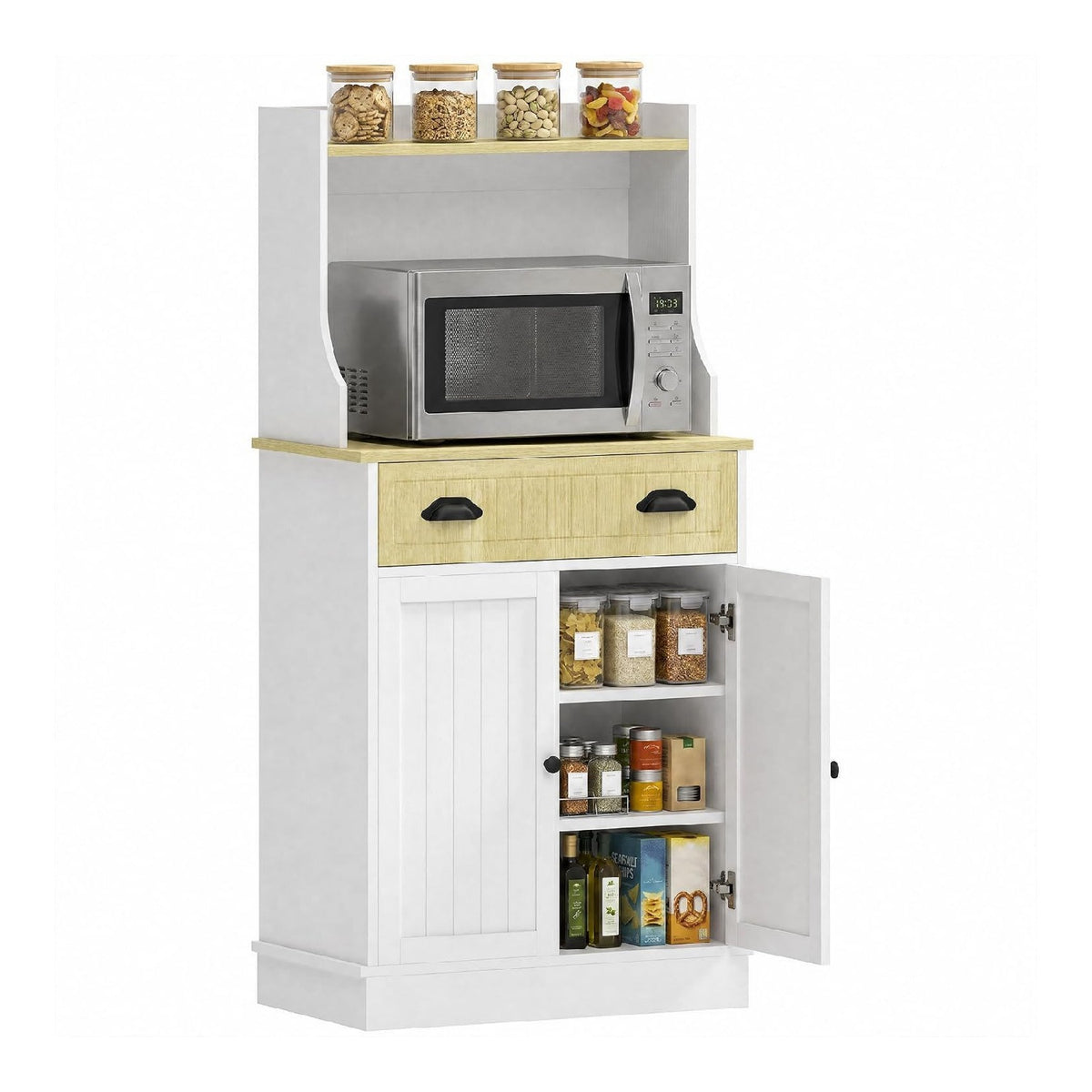 Buffets, credences et vaisseliers avec tiroirs avec rangement ferme blanc 61x35x125.4cm