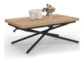 Table basse finition bois structure metal noir 76.5x114x100